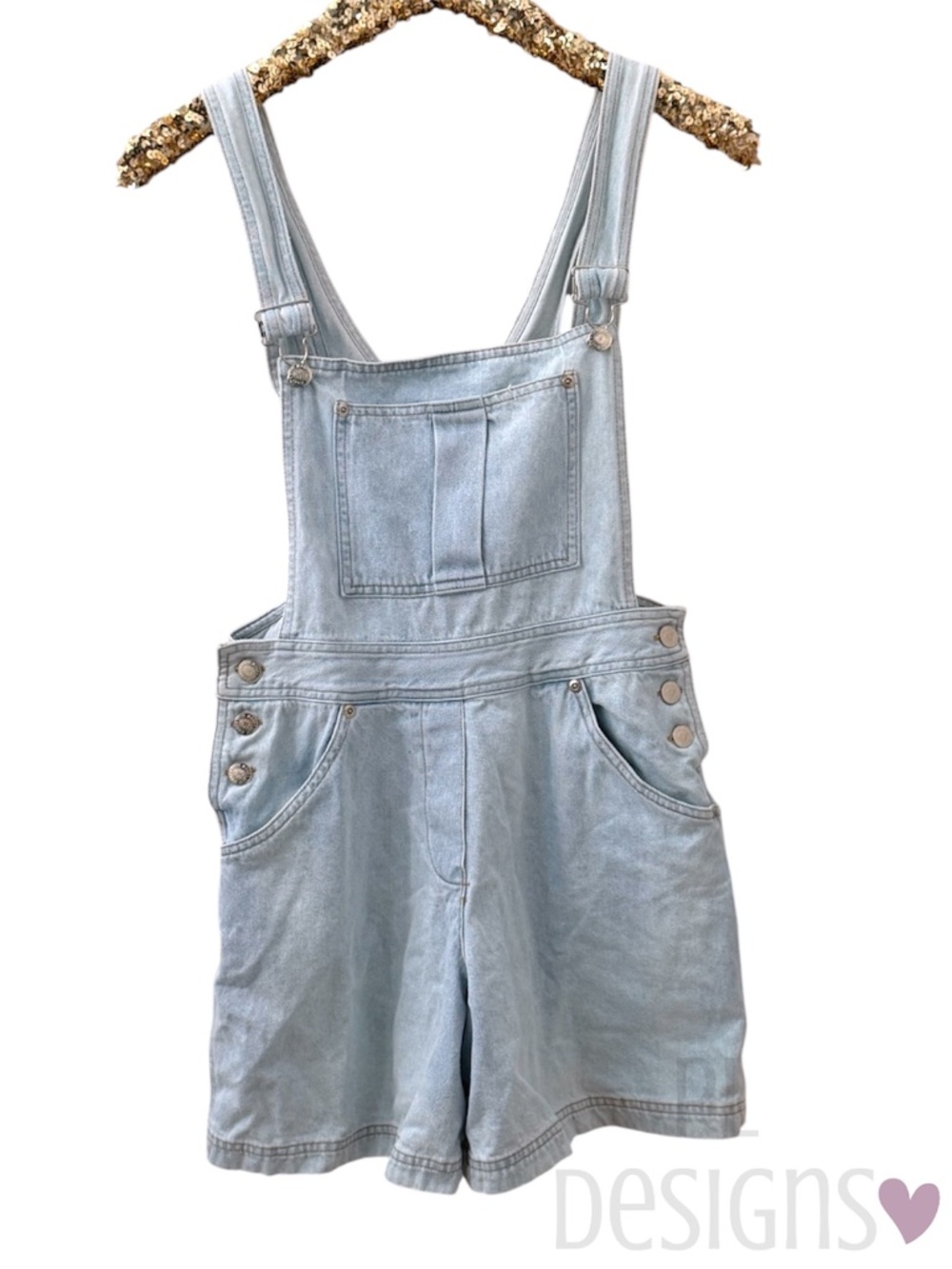 DKNY Light Wash Denim Shorts Overall Romper Size 6